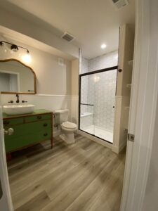 Hardwood bathroom floor